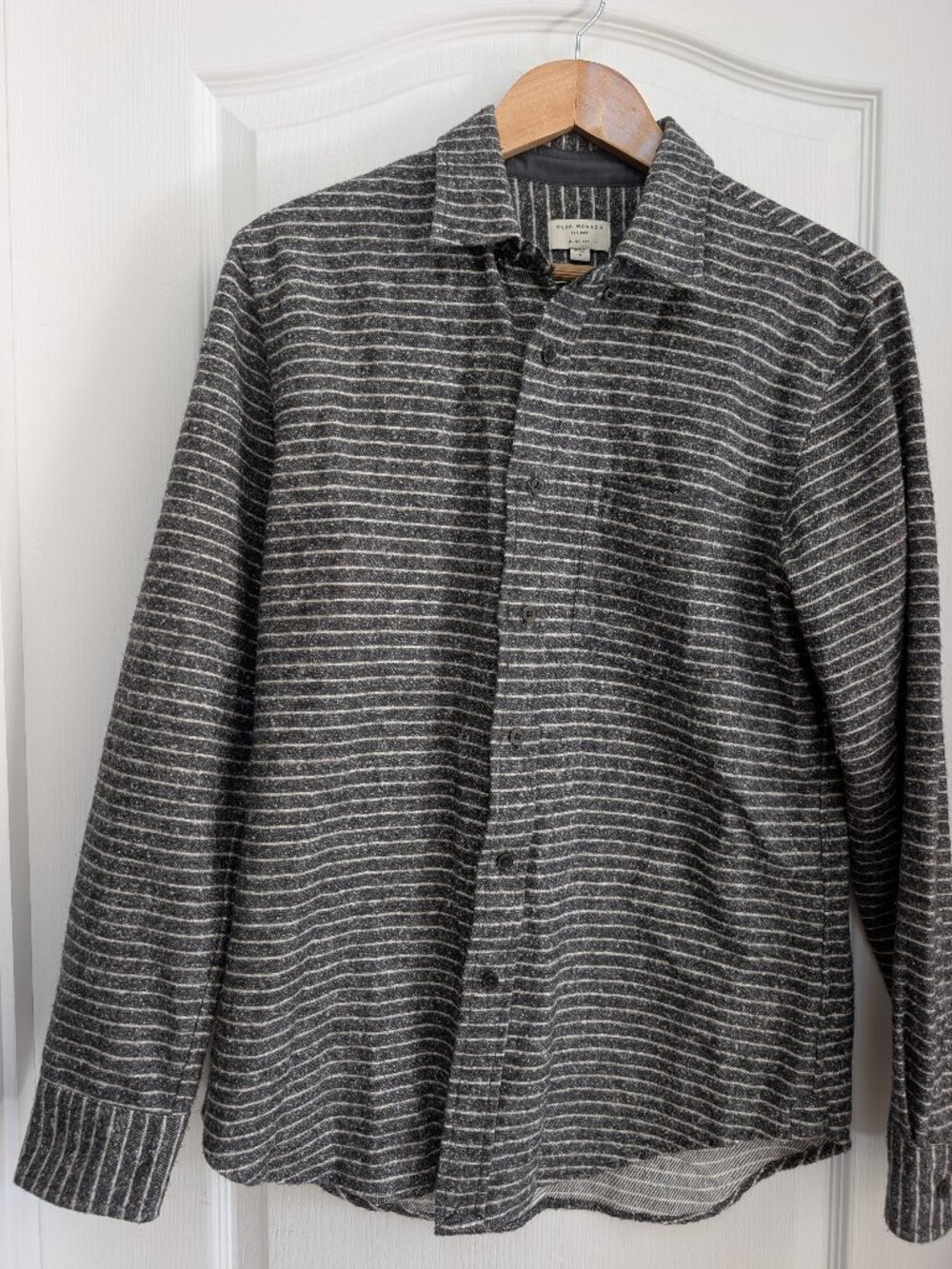 Club Monaco Japanese Fabric Gray Stripe Shirt M